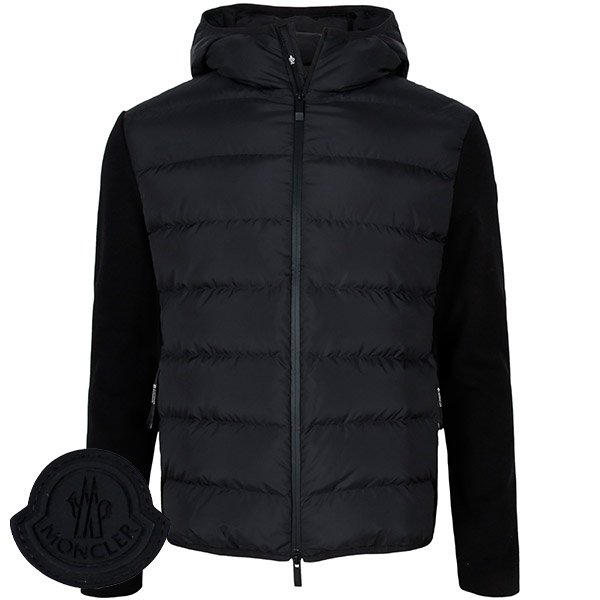 [부산점] 택누락 /몽클레어 블랙 울 니트 믹스 후드 구스 다운 집업 자켓 9B00010 M1122 999