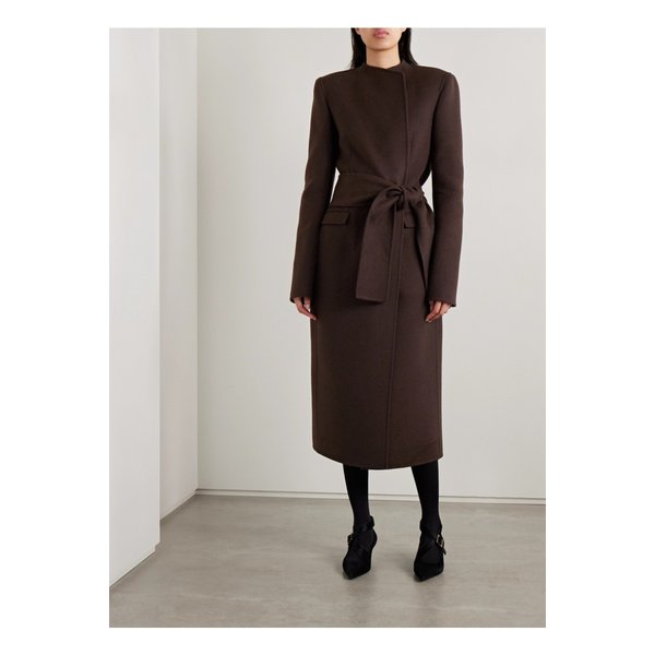 케이트 젤슨 벨트 울 펠트 코트 다크 브라운 46376663162912851