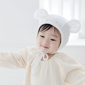 마우스거즈햇 아기동물모자 신생아귀달이비니모자 화이트