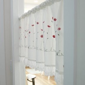 프랑스 꽃 자수 레이스 바란스/주방 창문 가리개 커튼/유럽 프릴 자수/면펀칭