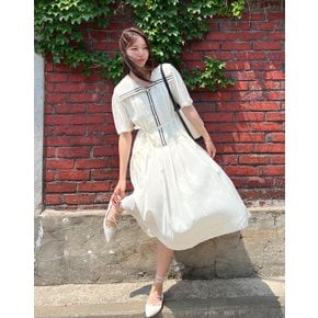 [24SS] 마린 스트라이프 플리츠 드레스 크림 AEDR4B009CR