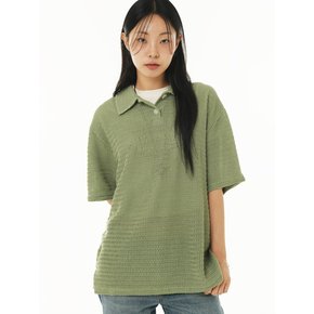 BUTTON UP COLLAR KNIT SHIRTS (GREEN)