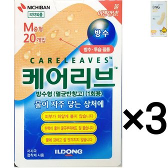  케어리브 방수형 M 중형 20매 3개 + 밴드골드 일반형 12매 3개