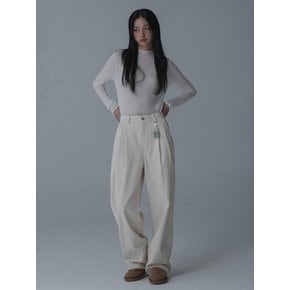 CORDURY TUCK WIDE PANTS_CREAM