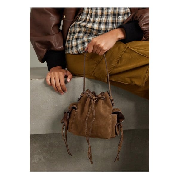 스웨이드 버킷 백 탠 브라운 46376663162899058