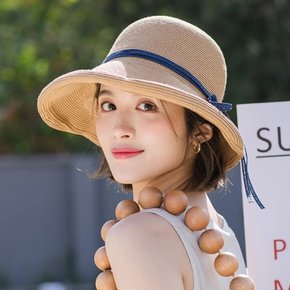 디젬 지사 밀짚 리본 라피아햇 여름 자외선 비치 여성 챙넓은 모자
