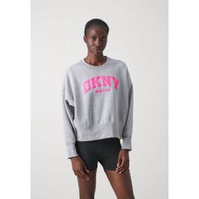 4987080 DKNY VARSITY PUFF LOGO SLEEVE - Sweatshirt pearl grey heather/knockout pink