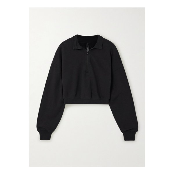 스킴스 크롭 코튼 혼방 저지 하프집업 스웨터 오닉스 블랙 1647597355863351