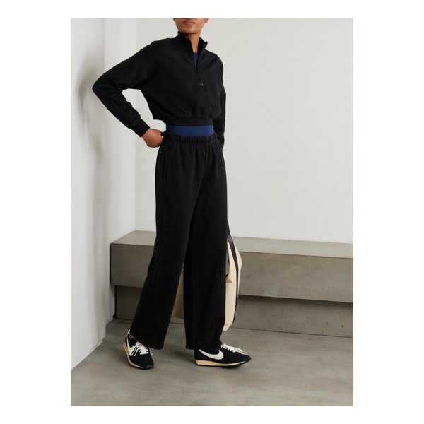 스킴스 크롭 코튼 혼방 저지 하프집업 스웨터 오닉스 블랙 1647597355863351