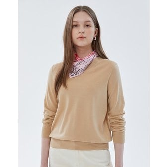 헤지스레이디스 [헤지스 여성] [[24SS]] HSSW4AC14I2 베이지 FINE WOOL 브이넥 스웨터