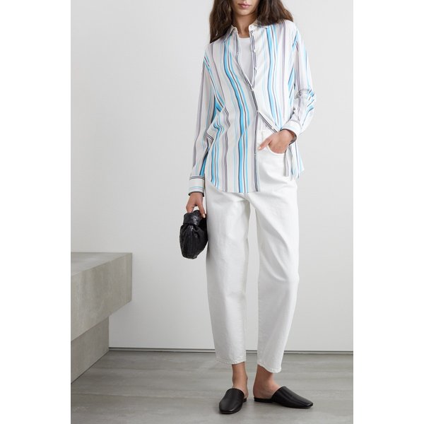 Striped Silk Crepe De Chine Shirt 아이보리