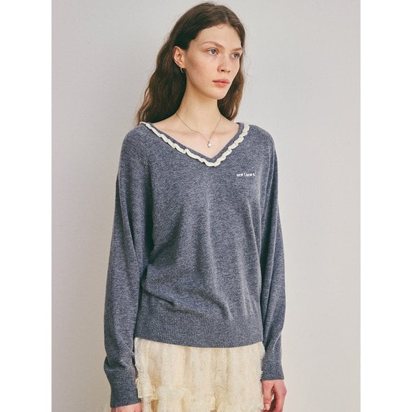 프릴 라인 니트_그레이