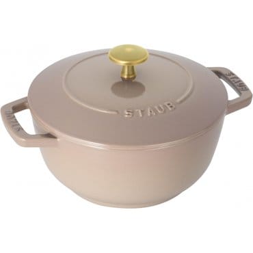  staub 스토우브 [와나베 린넨 M 18cm 황동 노브 사양] 양손 주물 법랑 냄비 밥솥 2합 IH대응