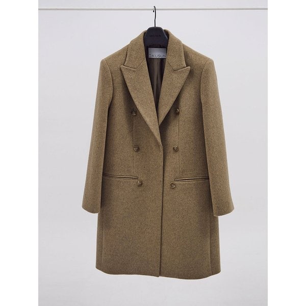 CASHMERE PEAKED COLLAR CLASSIC COAT - BEIGE
