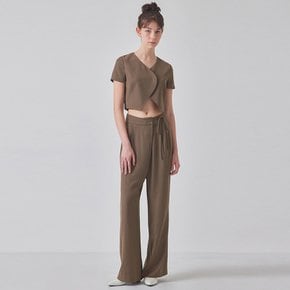 STRAPPY TWO TUCK WIDE SLACKS_T416BT702(BR)