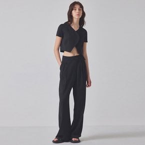 STRAPPY TWO TUCK WIDE SLACKS_T416BT702(BR)