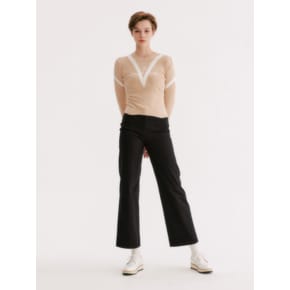 STITCHED STRAIGHT PANTS - BLACK