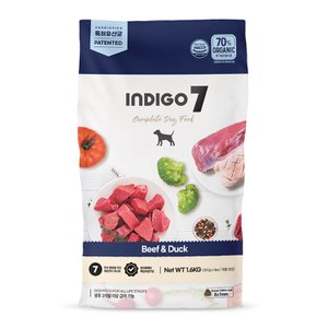  인디고7 비포독 유기농 소고기오리1.6kg+대용량간식300g