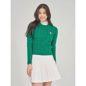 slim fit cable knit sweater_green