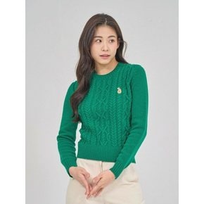 slim fit cable knit sweater_green