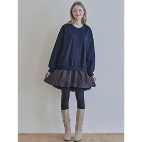 Check Combi Sweatshirt Mini Dress - NAVY (기모)