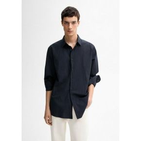 5085927 Massimo Dutti STRIPED - Shirt dark blue