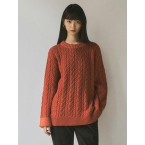 Shaggy Dog Wool Cable Knit_CTK208(Orange Brown)