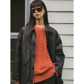 Shaggy Dog Wool Cable Knit_CTK208(Orange Brown)