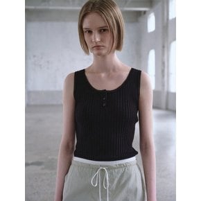 Button Up Sleeveless Knit Pullover  Black (KE6351M025)