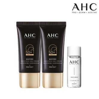 AHC 마스터즈 아쿠아리치 선크림 듀오세트+클렌징오일 20ml