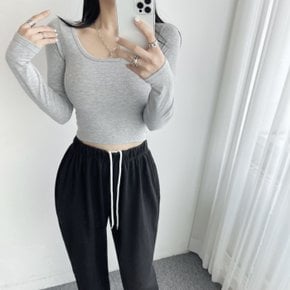 / 베이직 유넥 데일리 기본 무지 긴팔 크롭 티셔츠 6컬
