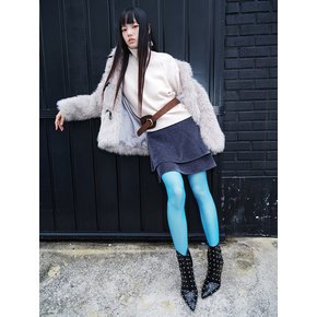 Velvet Corduroy Cancan Mini Skirt  Navy (KE5Y27M04R)