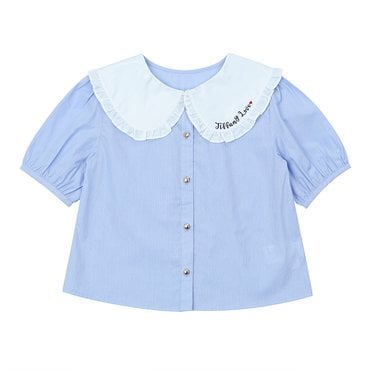 티파니 카라 배색 블루블라우스 (T42KSB030)
