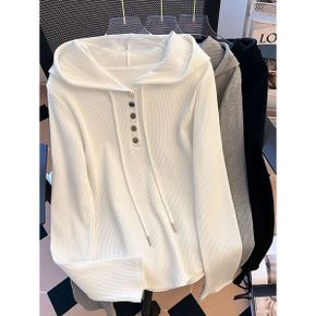골지 단추 후드티셔츠 BJ1LT033_P389934668