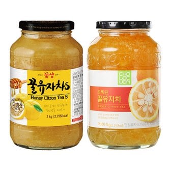  초록원 꿀유자차 1kg +꽃샘 꿀유자차S 1kg (2kg)