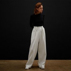 BELTED POINTED WIDE-LEG TROUSERS WHITE