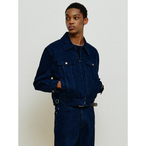 스트라이프 트러커 자켓 [블루]