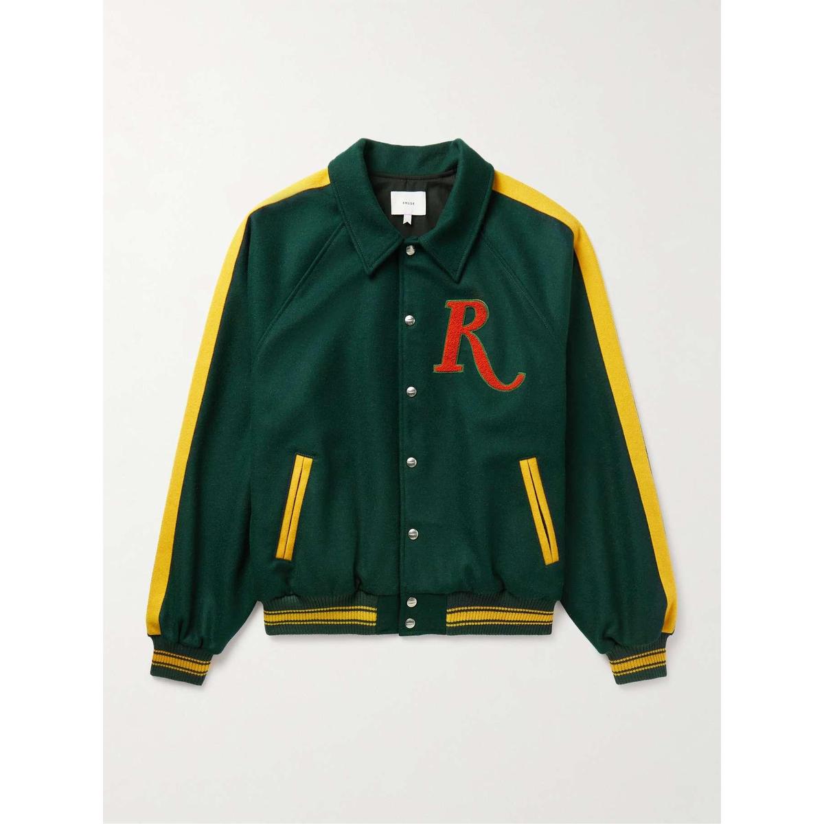 [해외배송] RHUDE 스트라이프 LOGOAPPLIQUED 울블렌드 펠트 발시티 자켓 B0081090635