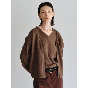 V-Neck Vest Cardigan_Brown