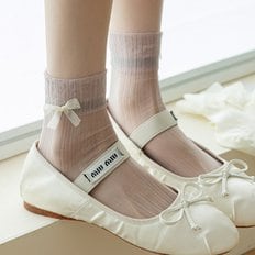 홀리지 이오이 시스루 미니 옆 리본 포인트 장목 양말