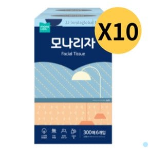 모나리자 각 티슈 미용 곽 휴지 300매 6입 x 10개