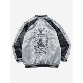 Symbol Satin Sukajan Jacket Gray