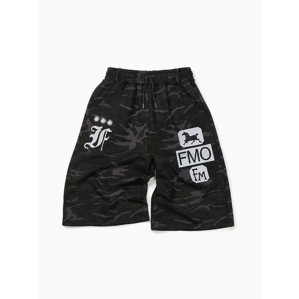 트레블 카모 버뮤다 스웨트 팬츠 [블랙]