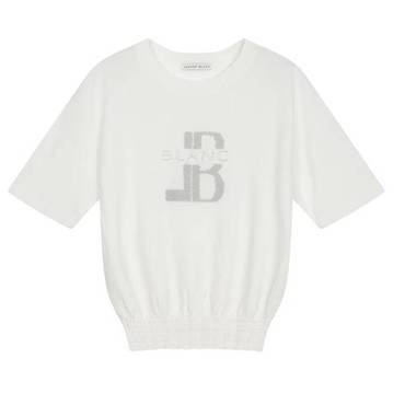 르샵블랑 오라운드넥 LB자수 반팔 니트(L1G22KPO210)