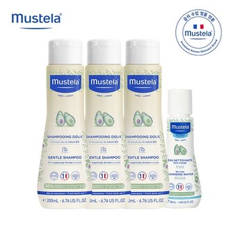 무스텔라 젠틀 샴푸 200ml 3개 + 노린스 클렌징워터 50ml 증정_P356630575