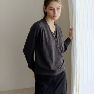 킨더살몬 Gudrun Draped Knit Melange-Gray