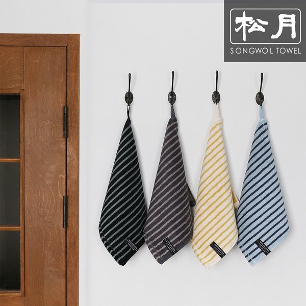 호텔컬렉션 솔리드 스트라이프 핸드타올 1매 고리 손수건