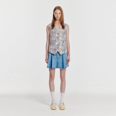 EENK YECA Pleated Denim Shorts - Blue