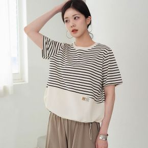 마리 벌룬 스트라이프 티셔츠_P429365386