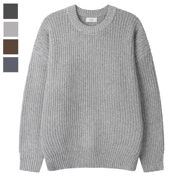 남자 베스타 루즈핏 라운드 보카시 긴팔 니트 SG-KN-Q082-그레이